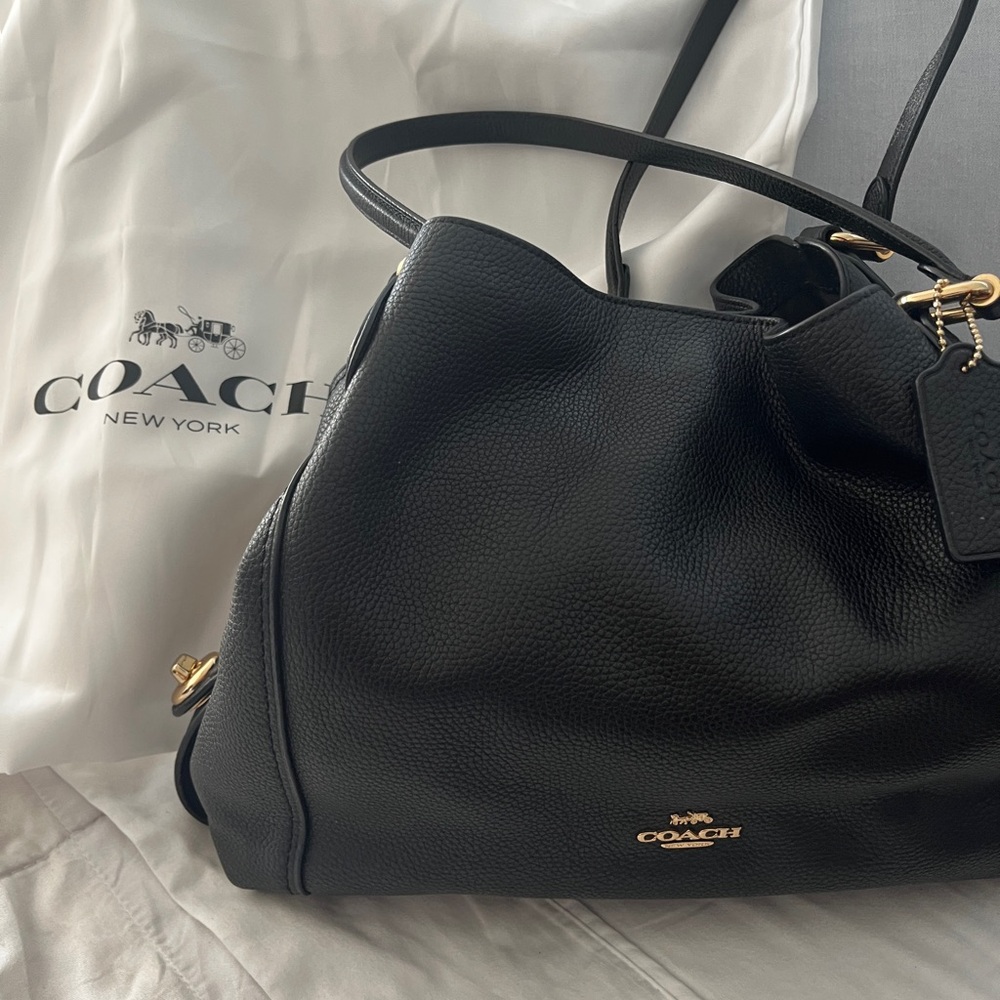 Coach Black Pebbled Leather Shoulder Bag